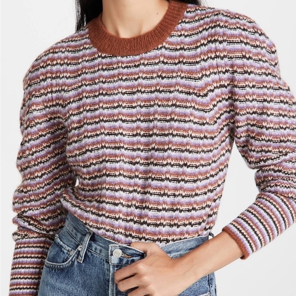 A.L.C. Samara Wool & Alpaca-Blend Amethyst Combo Crewneck Sweater - Picture 9 of 9